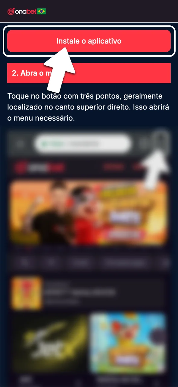 Toque no botão e visite a OnaBet.