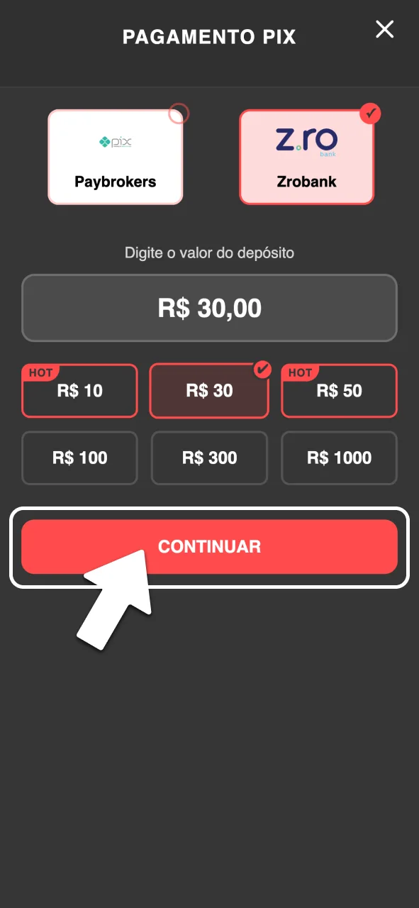 Confirme o pagamento para jogar na OnaBet.