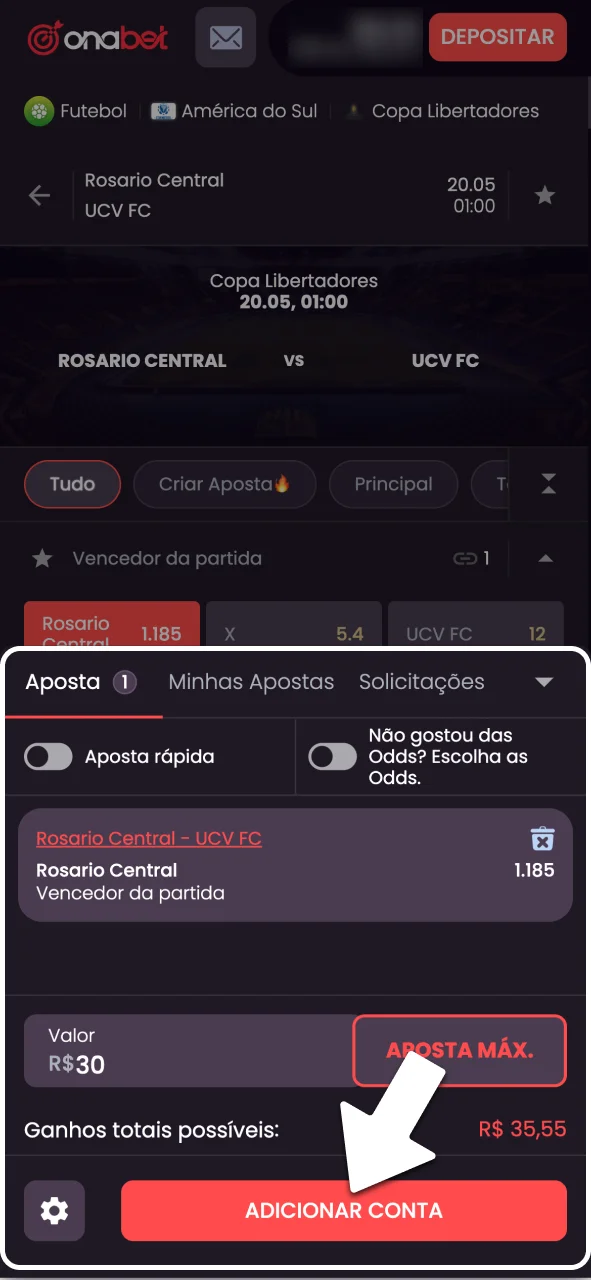 Confirme sua aposta agora na OnaBet.