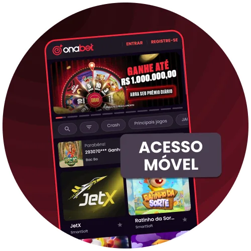 Acesse a OnaBet pelo navegador do seu celular.