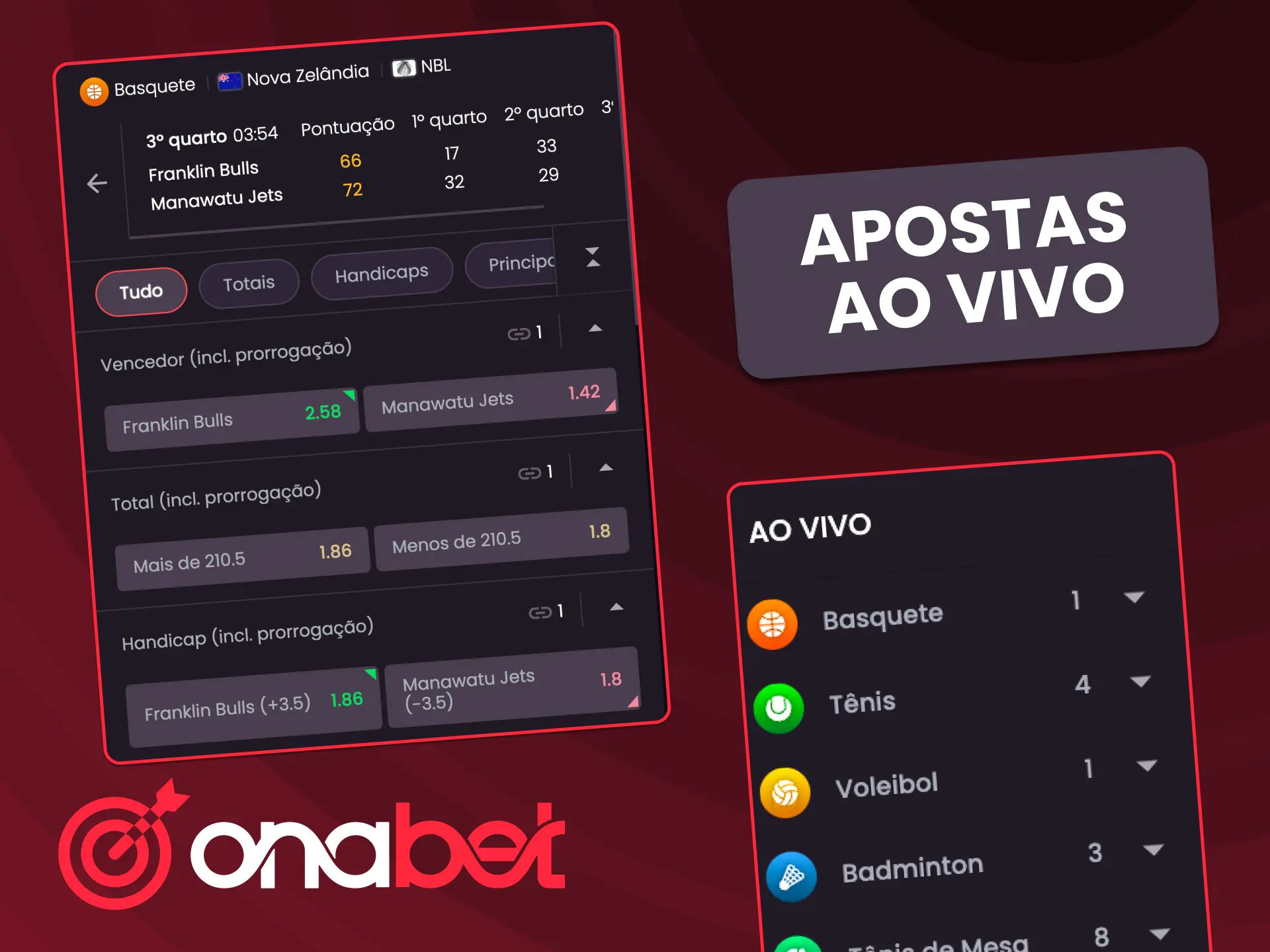Faça apostas em tempo real na seção ao vivo da OnaBet.