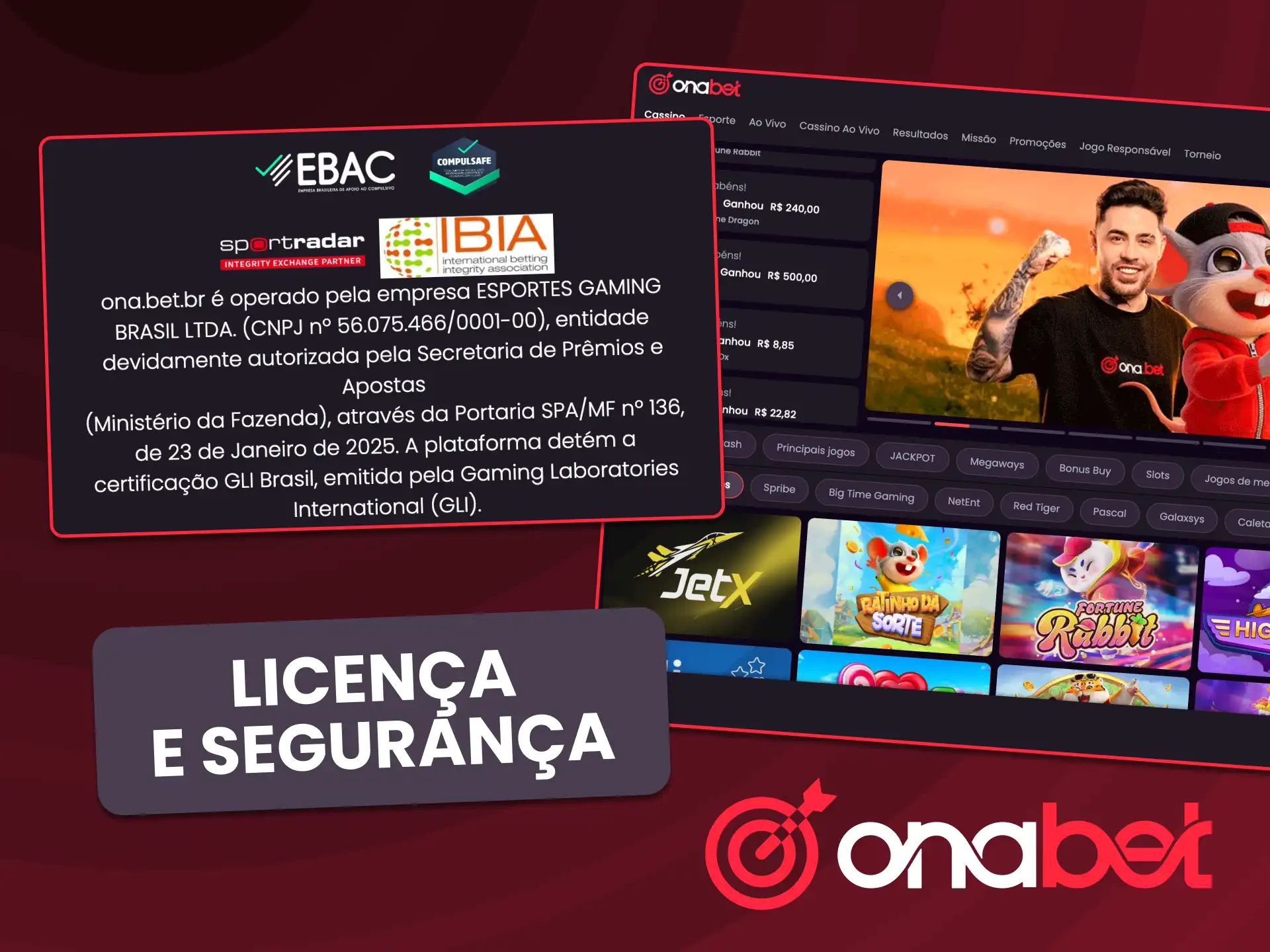 Confira a operação legal da OnaBet no mercado brasileiro.