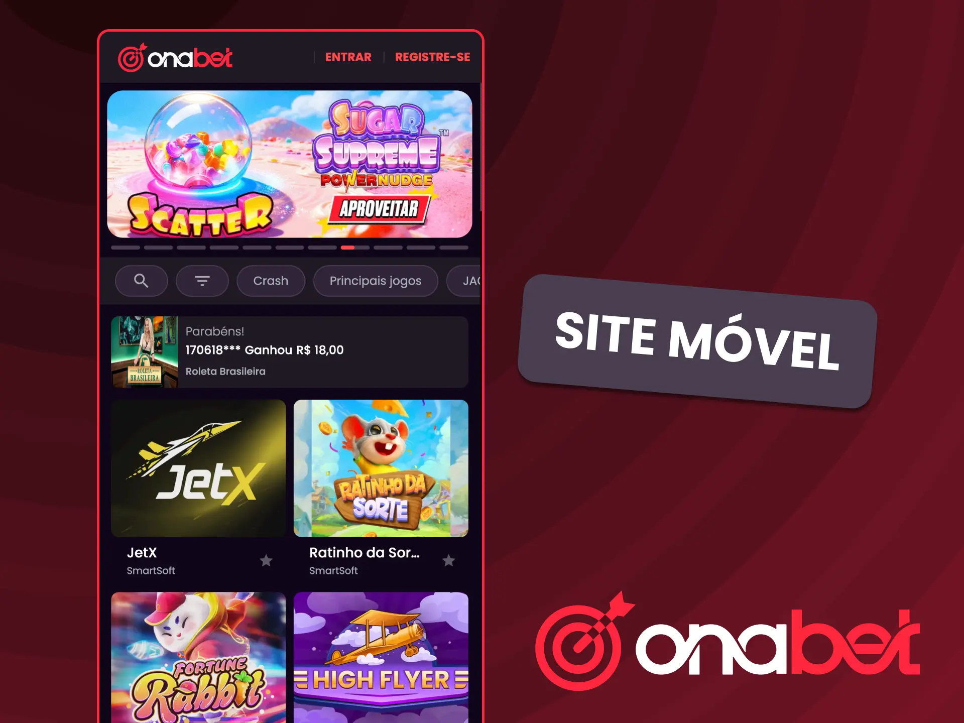 Acesse a versão móvel responsiva da OnaBet.