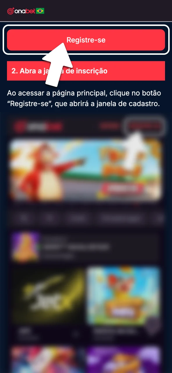 Toque no botão e acesse a OnaBet.