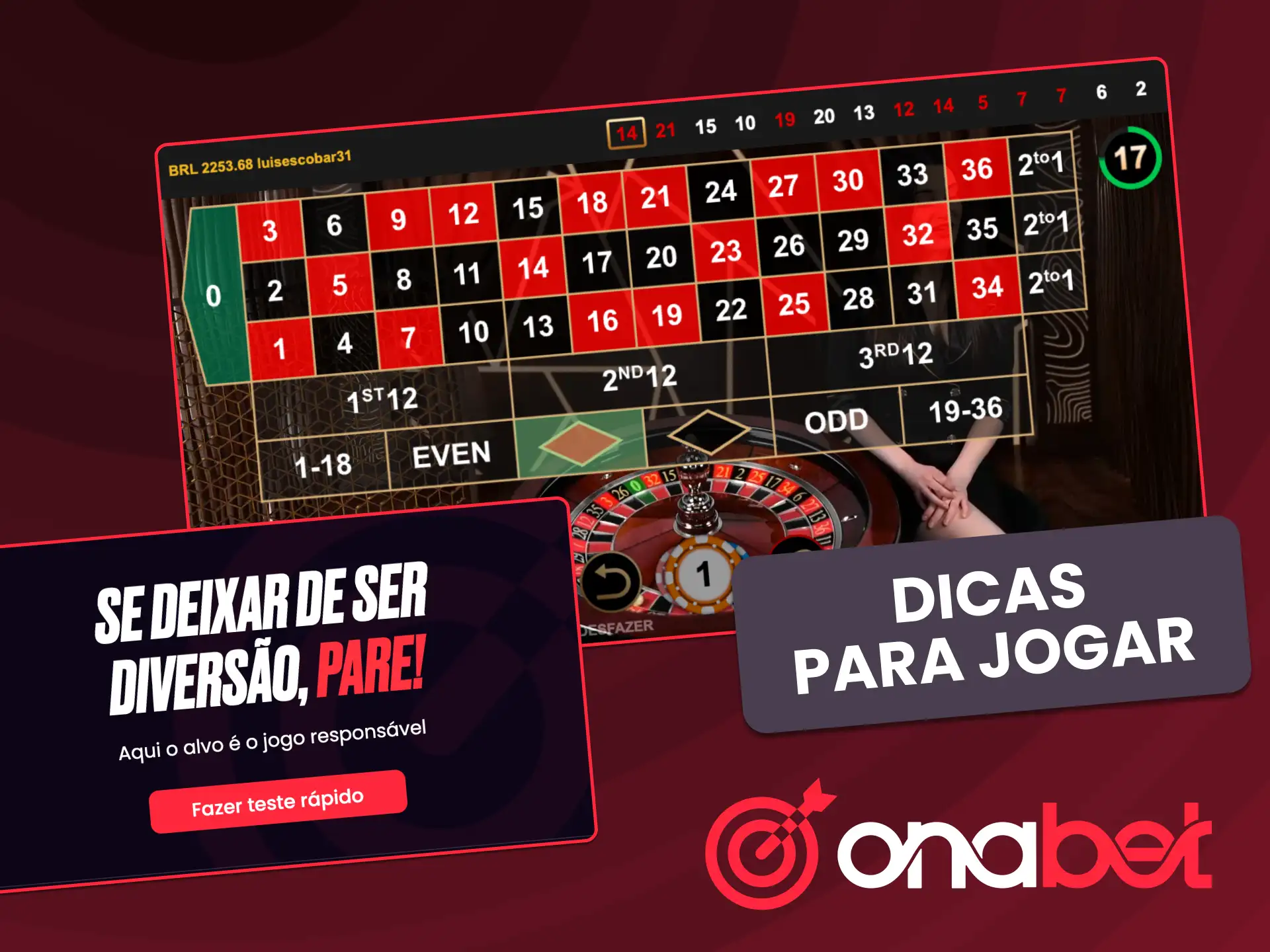 Aproveite sessões de roleta na OnaBet mantendo controle e disciplina nas apostas.