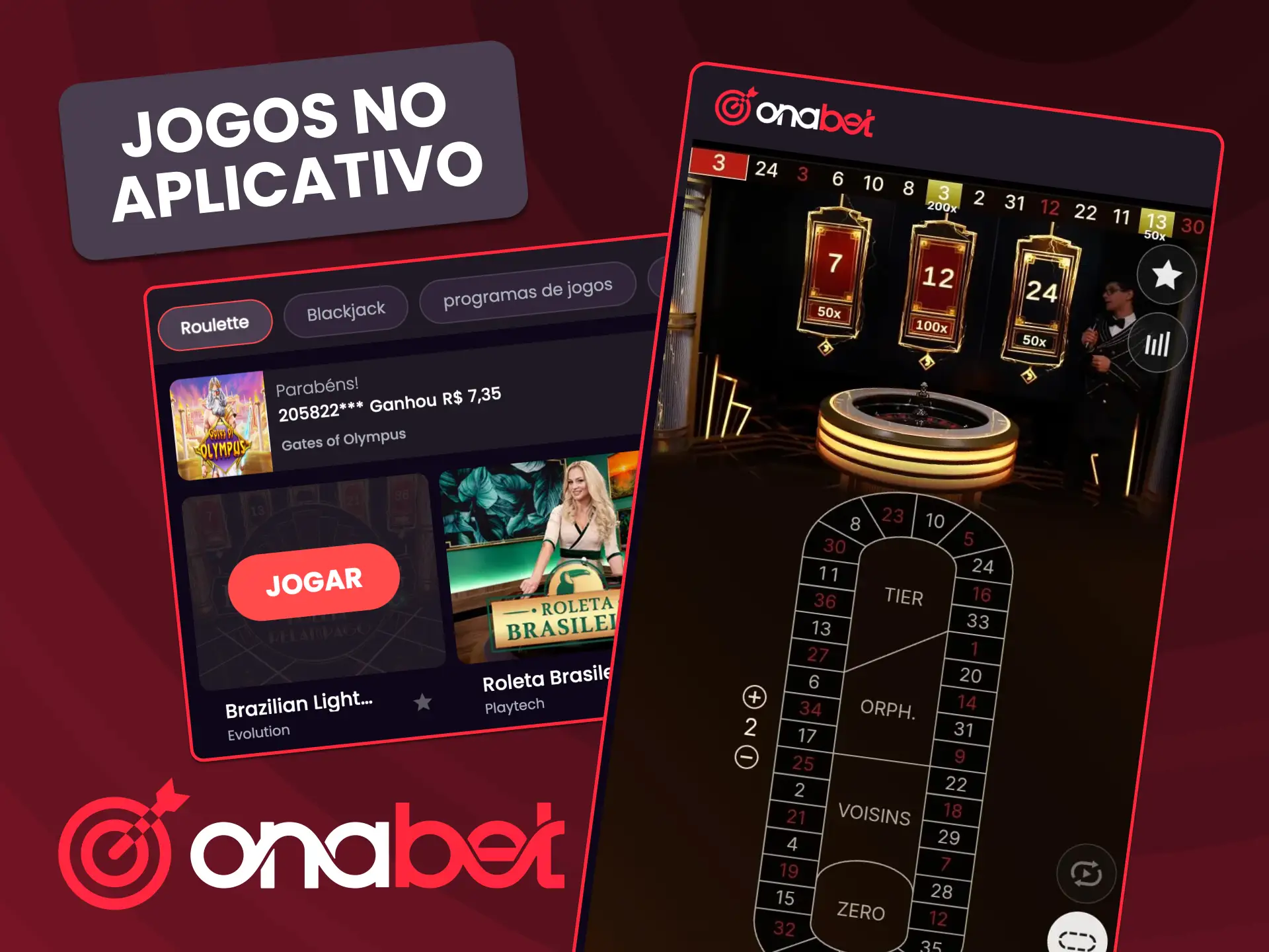 Faça apostas na roleta da OnaBet pelo aplicativo com navegação simples e rápida.