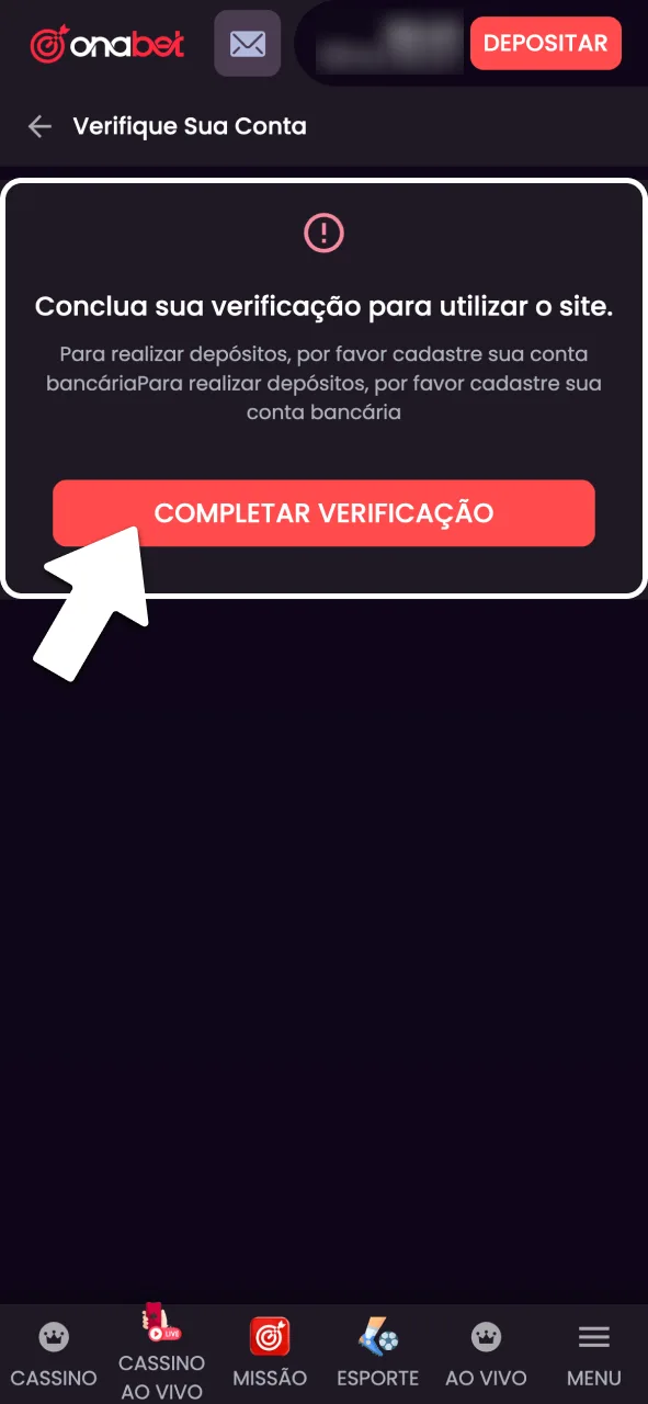 Envie seus documentos de identidade para a OnaBet.