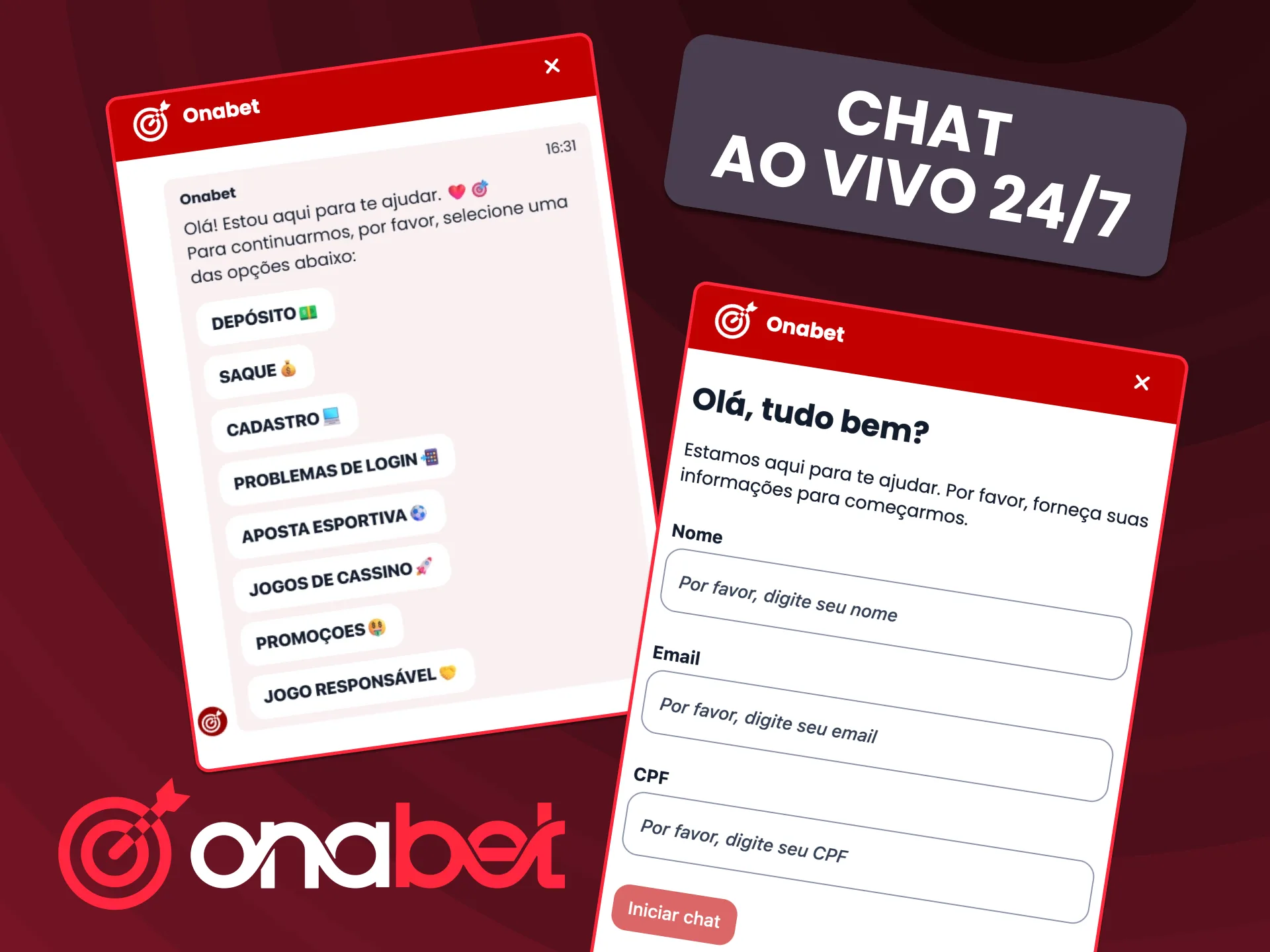 Utilize o chat ao vivo da OnaBet para receber respostas rápidas em português.