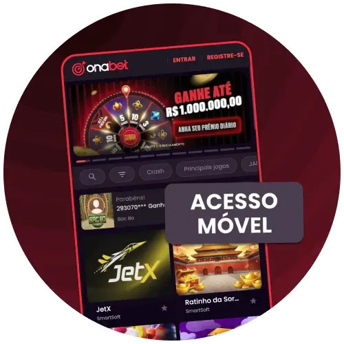 Acesse a OnaBet pelo navegador do seu celular.