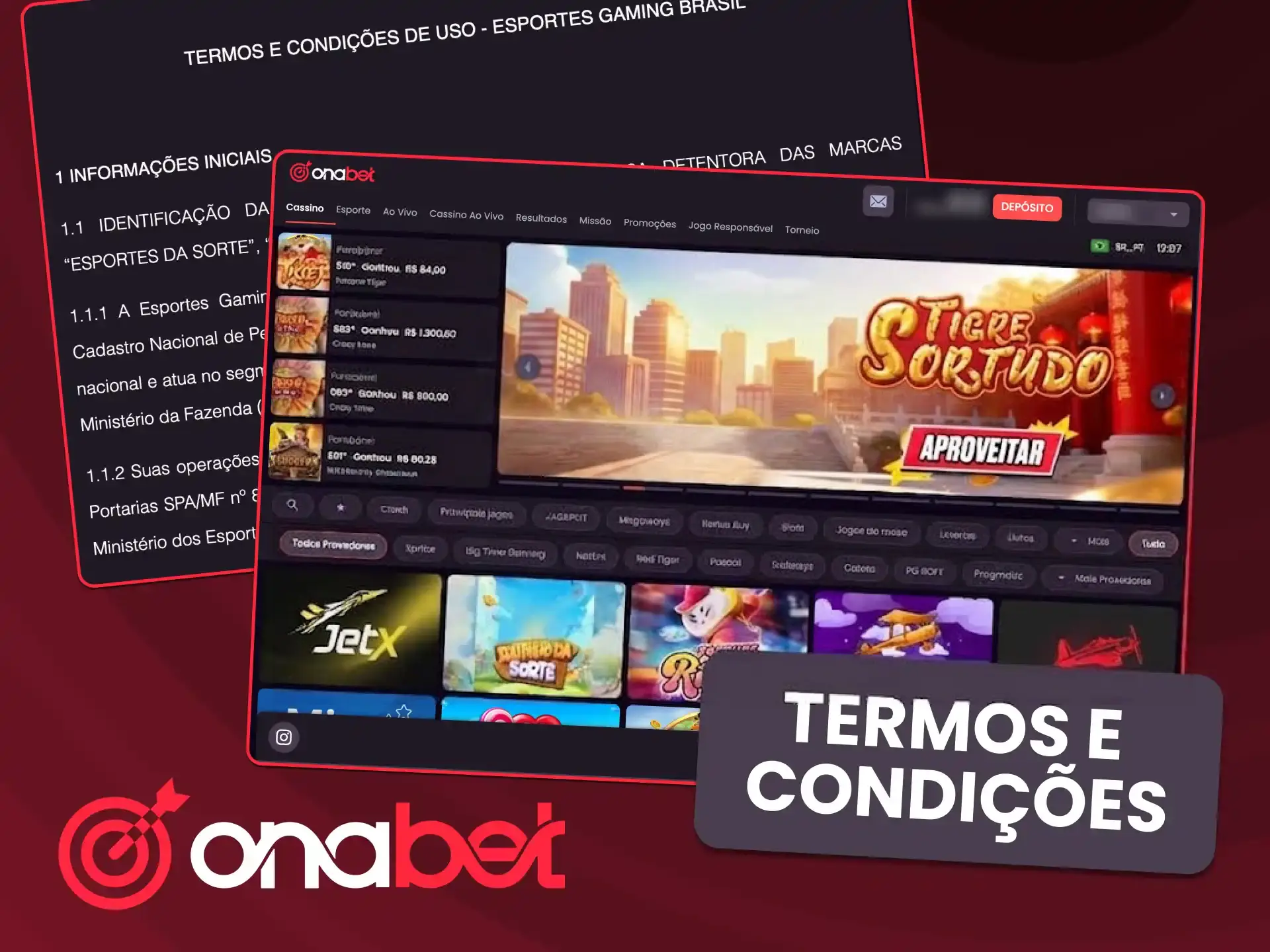 Leia os termos e condições claros da OnaBet.